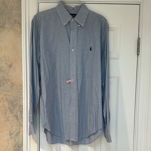 Polo by Ralph Lauren Blue and White Casual Button Down Shirt